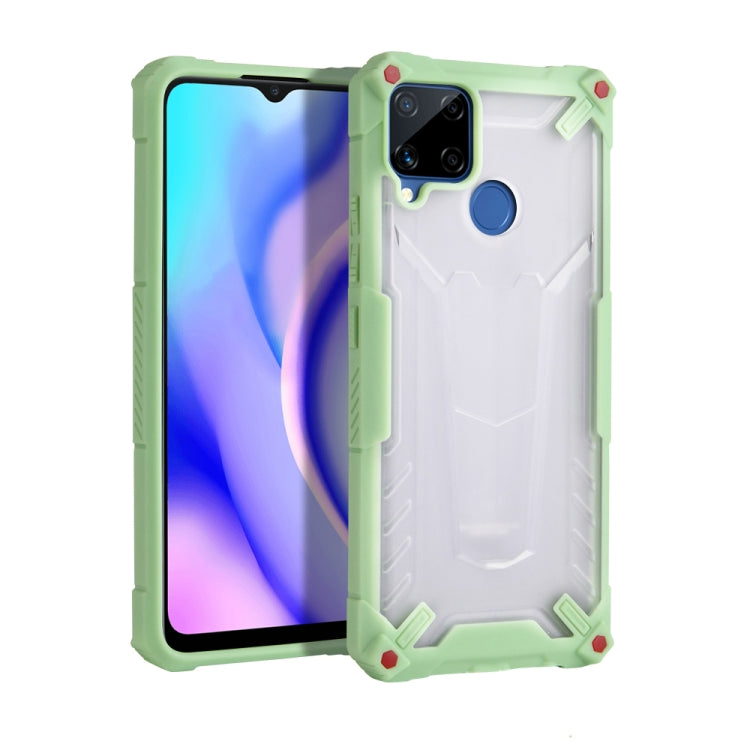 For OPPO Realme C12 / C15 Four-corner Airbag Shockproof TPU + Semi Transparent PC Case
