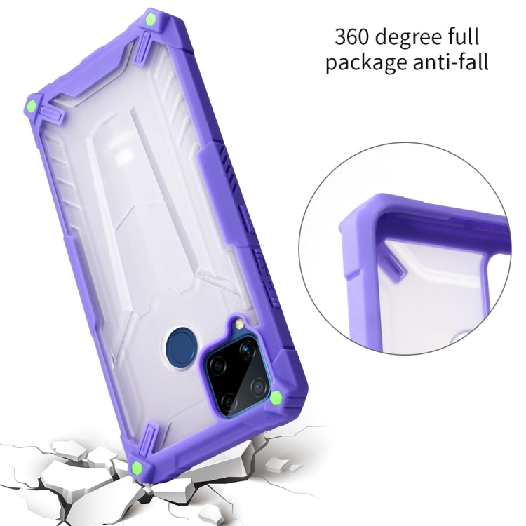 For OPPO Realme C12 / C15 Four-corner Airbag Shockproof TPU + Semi Transparent PC Case