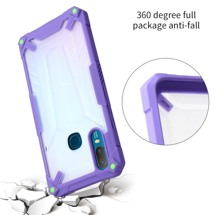 For vivo Y11 / Y12 / Y15 Four-corner Airbag Shockproof TPU + Semi Transparent PC Case