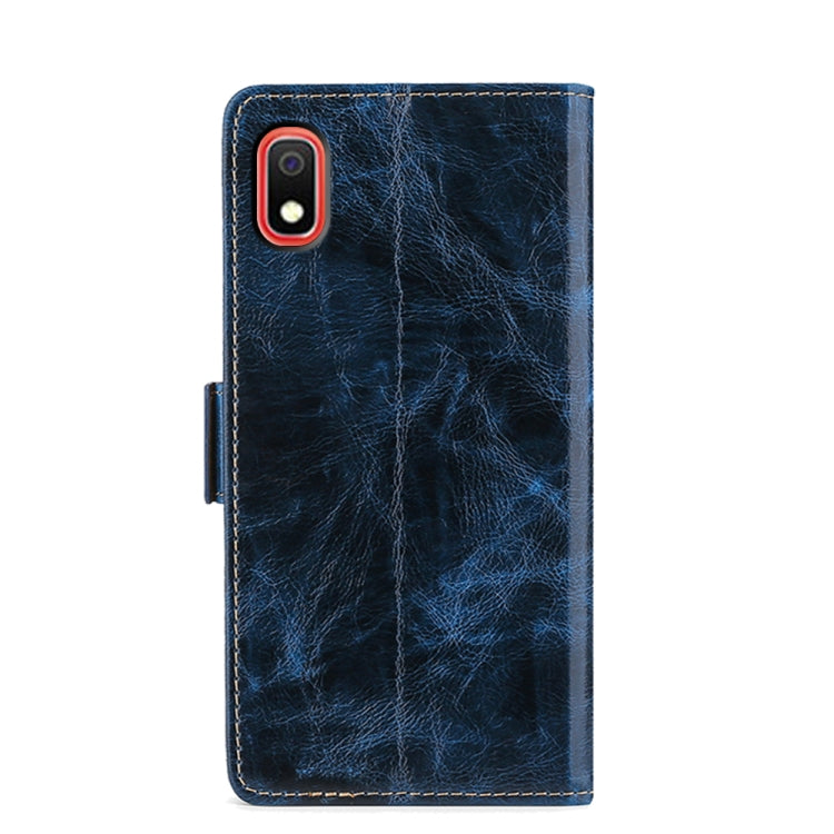 For Samsung Galaxy A10 Knead Pattern Texture Side Buckle Horizontal Flip Leather Case with Holder & Card Slots