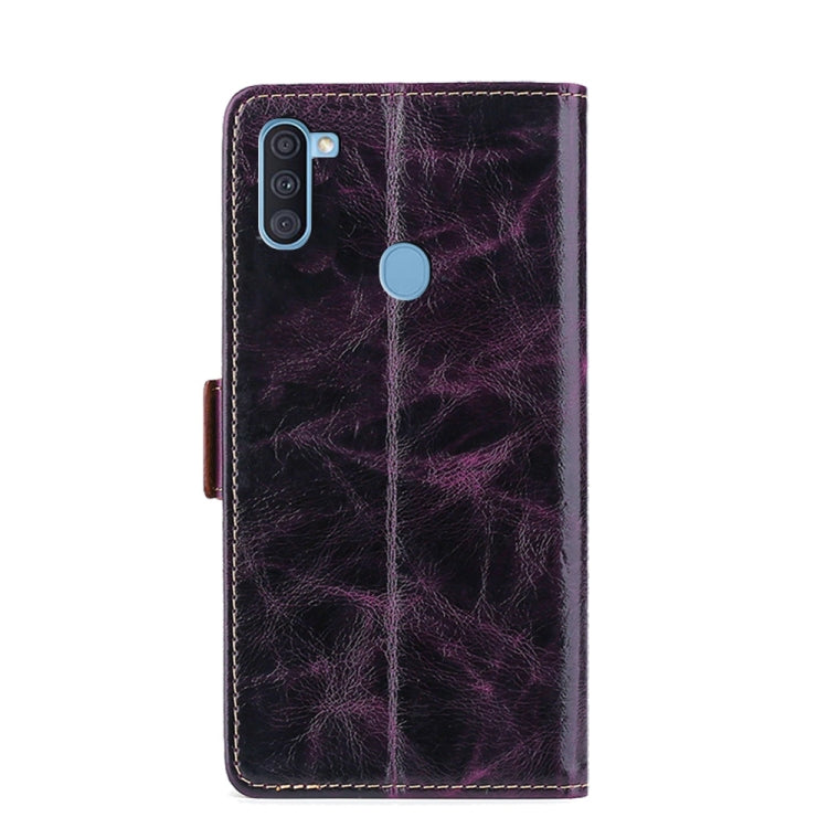 For Samsung Galaxy A11 (EU Verison) Knead Pattern Texture Side Buckle Horizontal Flip Leather Case with Holder & Card Slots