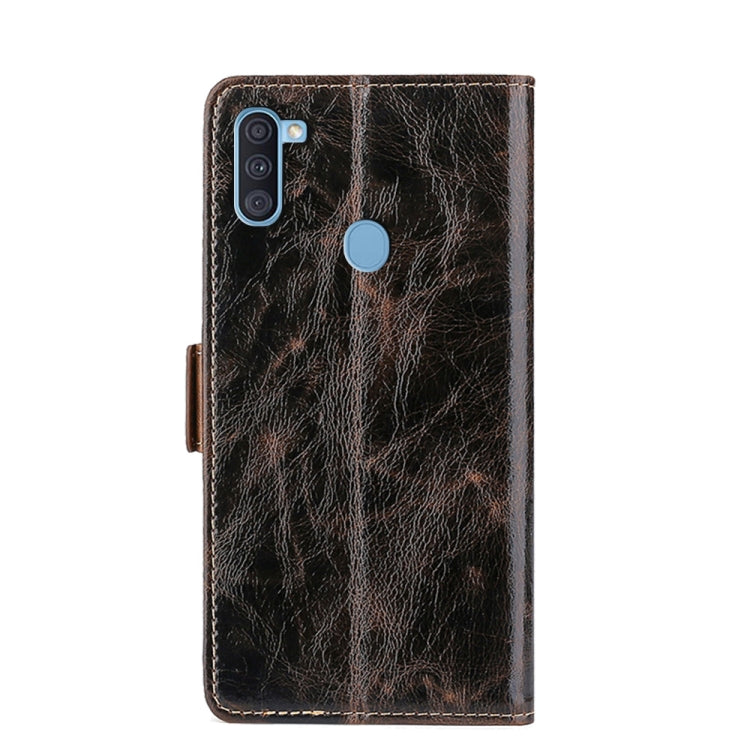 For Samsung Galaxy A11 (EU Verison) Knead Pattern Texture Side Buckle Horizontal Flip Leather Case with Holder & Card Slots