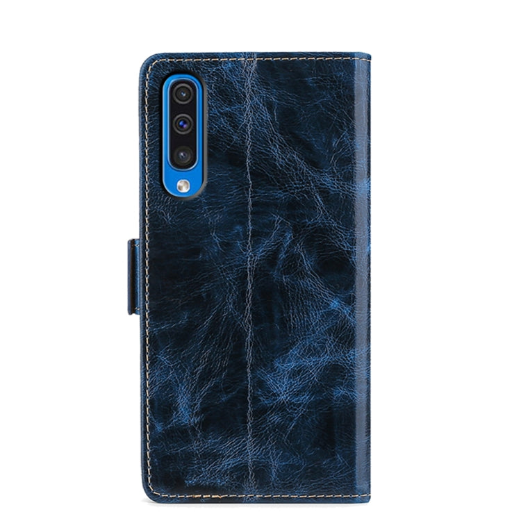 For Samsung Galaxy A50 Knead Pattern Texture Side Buckle Horizontal Flip Leather Case with Holder & Card Slots