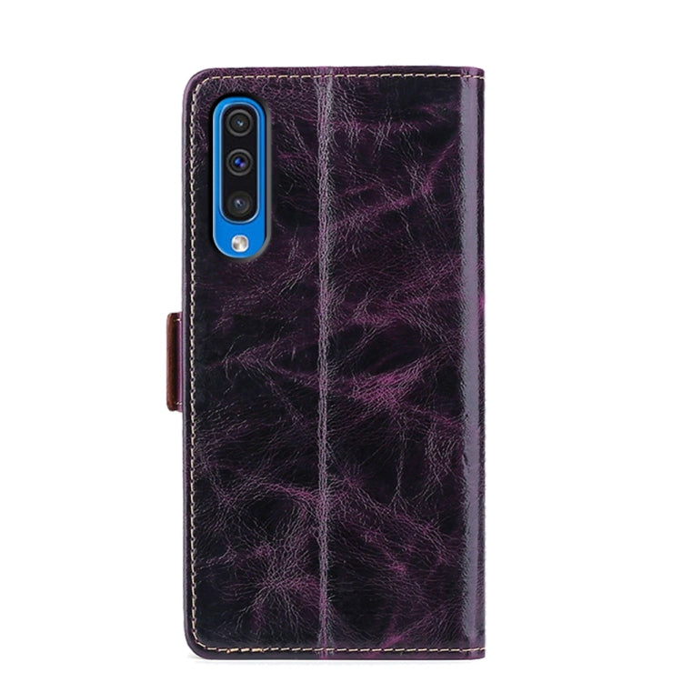 For Samsung Galaxy A50 Knead Pattern Texture Side Buckle Horizontal Flip Leather Case with Holder & Card Slots