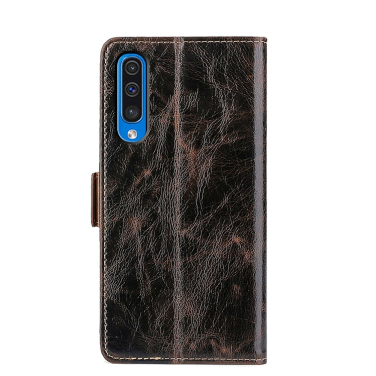 For Samsung Galaxy A50 Knead Pattern Texture Side Buckle Horizontal Flip Leather Case with Holder & Card Slots