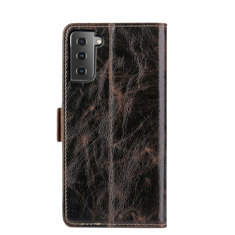 For Samsung Galaxy S21 5G Knead Pattern Texture Side Buckle Horizontal Flip Leather Case with Holder & Card Slots