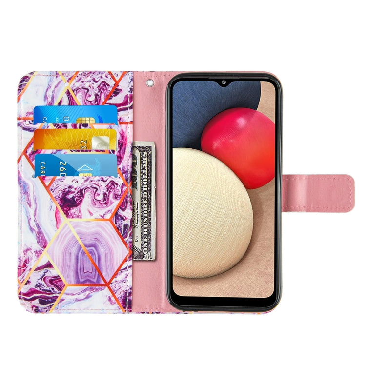 For Samsung Galaxy A02s (US Version) Marble Stitching Horizontal Flip PU Leather Case with Holder & Card Slots & Wallet & Lanyard