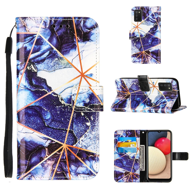 For Samsung Galaxy A02s (US Version) Marble Stitching Horizontal Flip PU Leather Case with Holder & Card Slots & Wallet & Lanyard