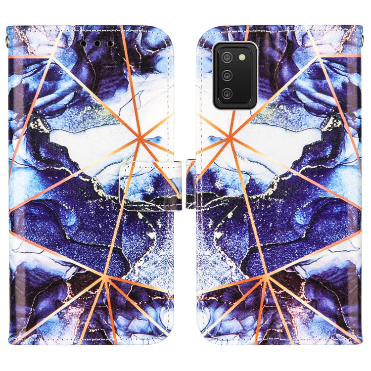 For Samsung Galaxy A02s (US Version) Marble Stitching Horizontal Flip PU Leather Case with Holder & Card Slots & Wallet & Lanyard