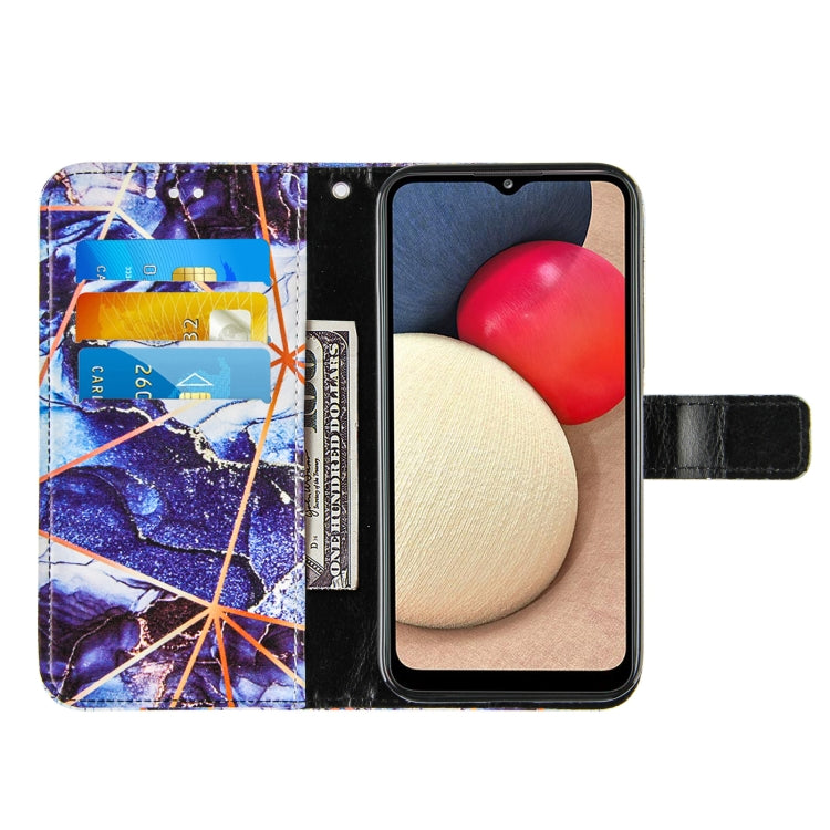 For Samsung Galaxy A02s (US Version) Marble Stitching Horizontal Flip PU Leather Case with Holder & Card Slots & Wallet & Lanyard