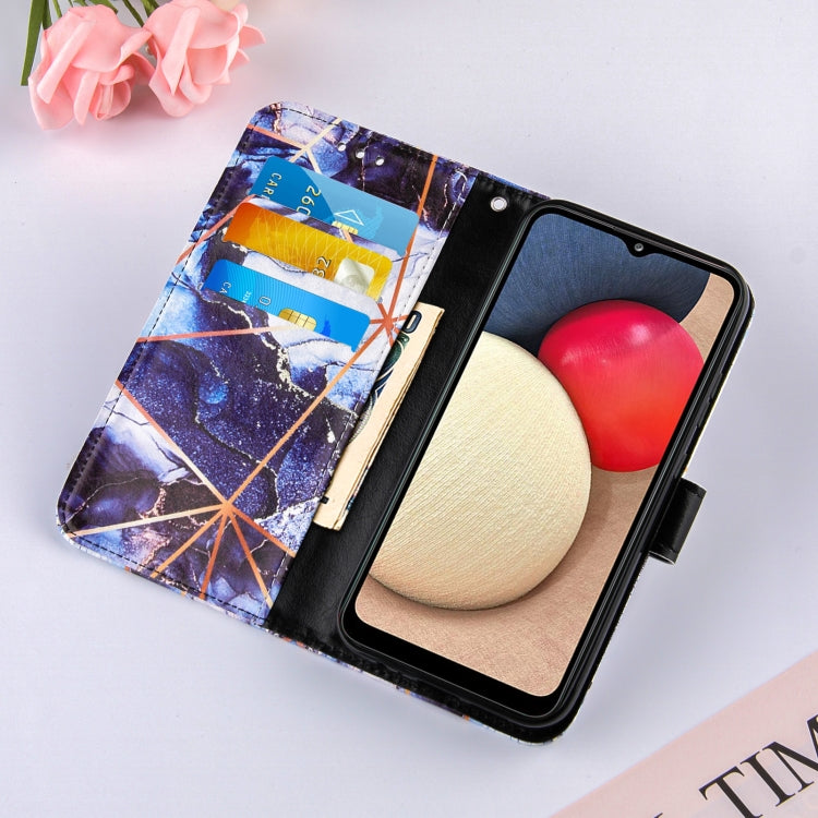 For Samsung Galaxy A02s (US Version) Marble Stitching Horizontal Flip PU Leather Case with Holder & Card Slots & Wallet & Lanyard