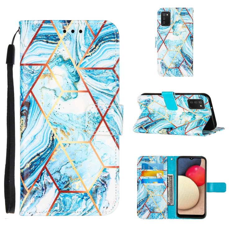For Samsung Galaxy A02s (US Version) Marble Stitching Horizontal Flip PU Leather Case with Holder & Card Slots & Wallet & Lanyard