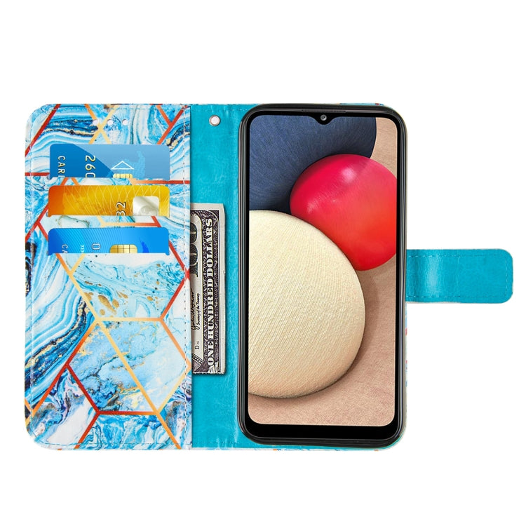For Samsung Galaxy A02s (US Version) Marble Stitching Horizontal Flip PU Leather Case with Holder & Card Slots & Wallet & Lanyard