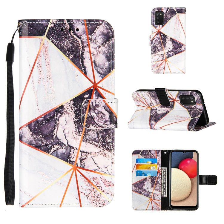For Samsung Galaxy A02s (US Version) Marble Stitching Horizontal Flip PU Leather Case with Holder & Card Slots & Wallet & Lanyard