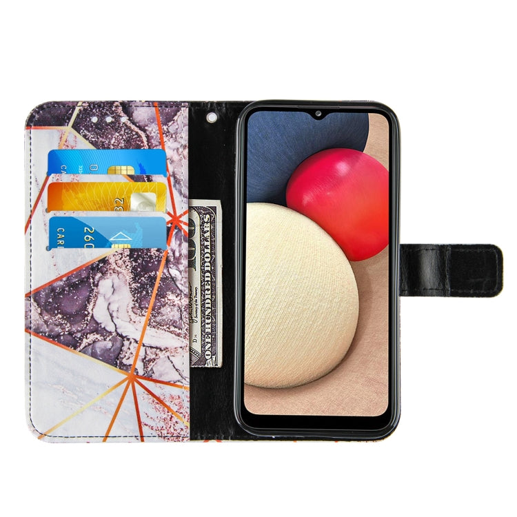 For Samsung Galaxy A02s (US Version) Marble Stitching Horizontal Flip PU Leather Case with Holder & Card Slots & Wallet & Lanyard