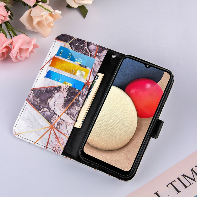 For Samsung Galaxy A02s (US Version) Marble Stitching Horizontal Flip PU Leather Case with Holder & Card Slots & Wallet & Lanyard