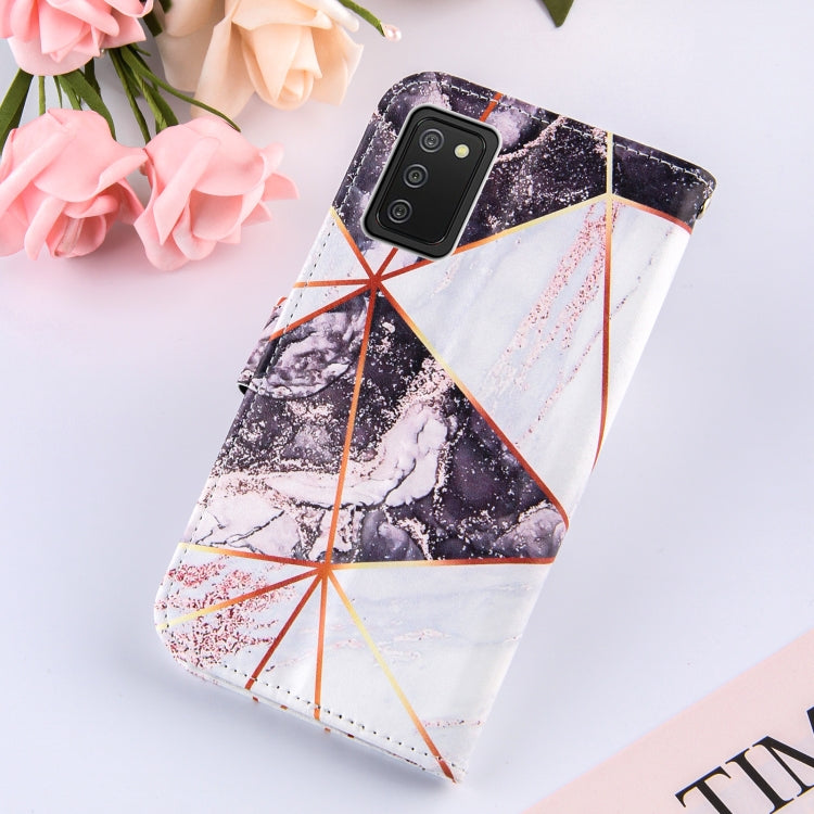 For Samsung Galaxy A02s (US Version) Marble Stitching Horizontal Flip PU Leather Case with Holder & Card Slots & Wallet & Lanyard