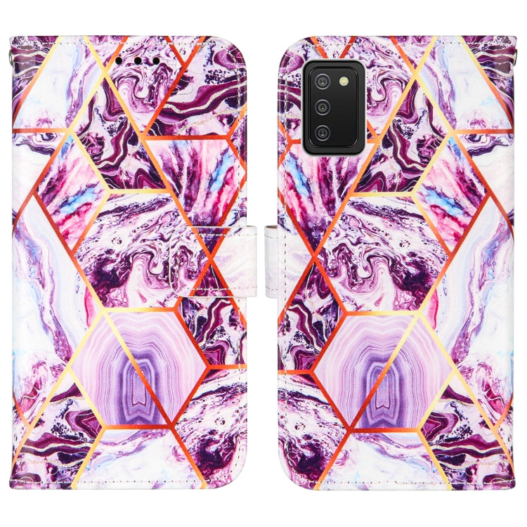 For Samsung Galaxy A02s (EU Version) Marble Stitching Horizontal Flip PU Leather Case with Holder & Card Slots & Wallet & Lanyard
