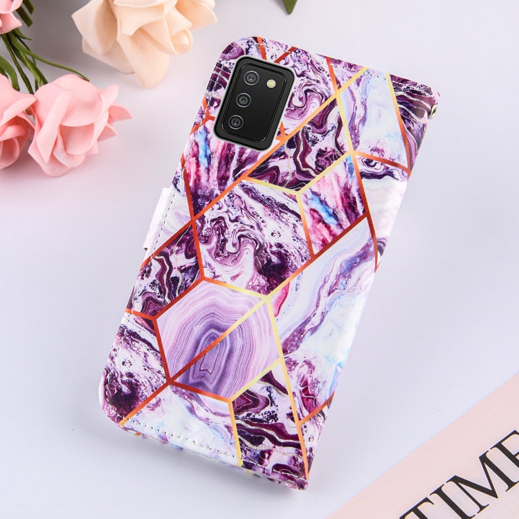 For Samsung Galaxy A02s (EU Version) Marble Stitching Horizontal Flip PU Leather Case with Holder & Card Slots & Wallet & Lanyard