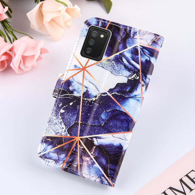 For Samsung Galaxy A02s (EU Version) Marble Stitching Horizontal Flip PU Leather Case with Holder & Card Slots & Wallet & Lanyard