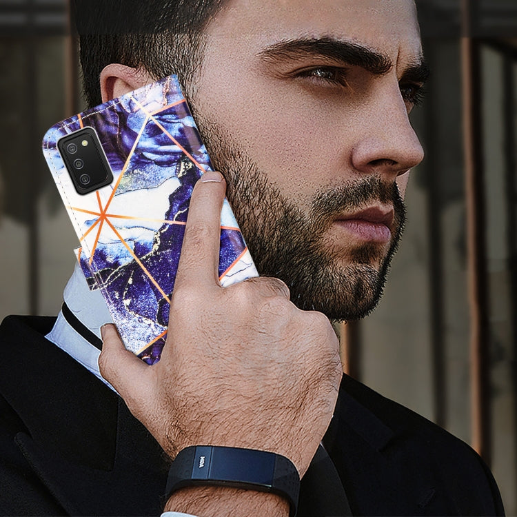 For Samsung Galaxy A02s (EU Version) Marble Stitching Horizontal Flip PU Leather Case with Holder & Card Slots & Wallet & Lanyard
