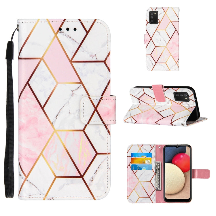 For Samsung Galaxy A02s (EU Version) Marble Stitching Horizontal Flip PU Leather Case with Holder & Card Slots & Wallet & Lanyard