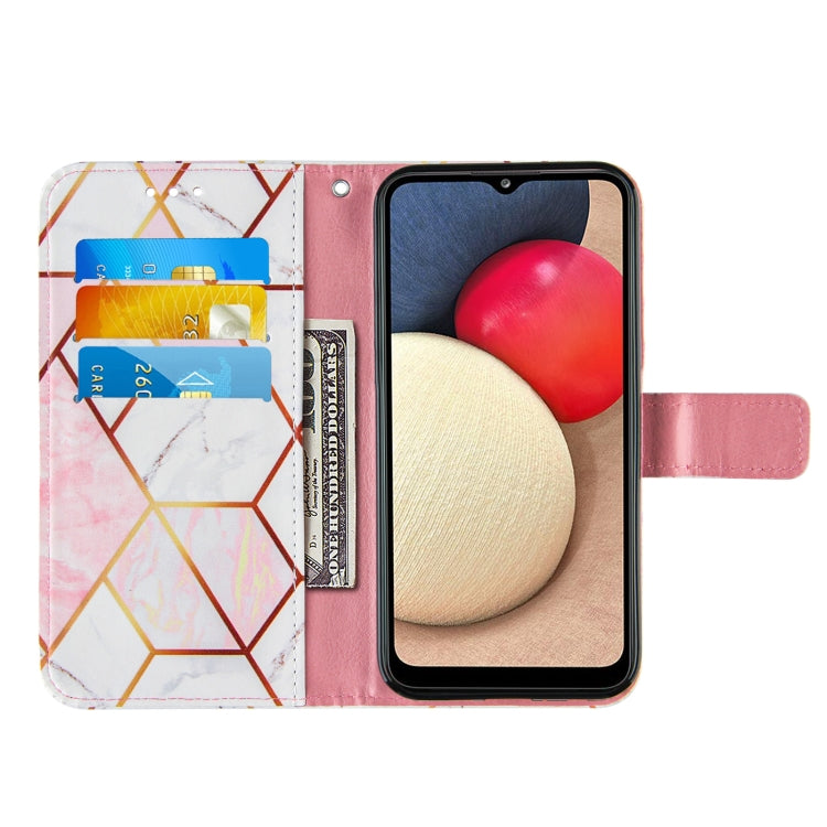 For Samsung Galaxy A02s (EU Version) Marble Stitching Horizontal Flip PU Leather Case with Holder & Card Slots & Wallet & Lanyard