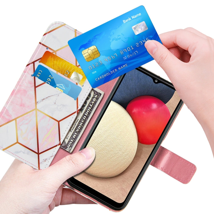 For Samsung Galaxy A02s (EU Version) Marble Stitching Horizontal Flip PU Leather Case with Holder & Card Slots & Wallet & Lanyard