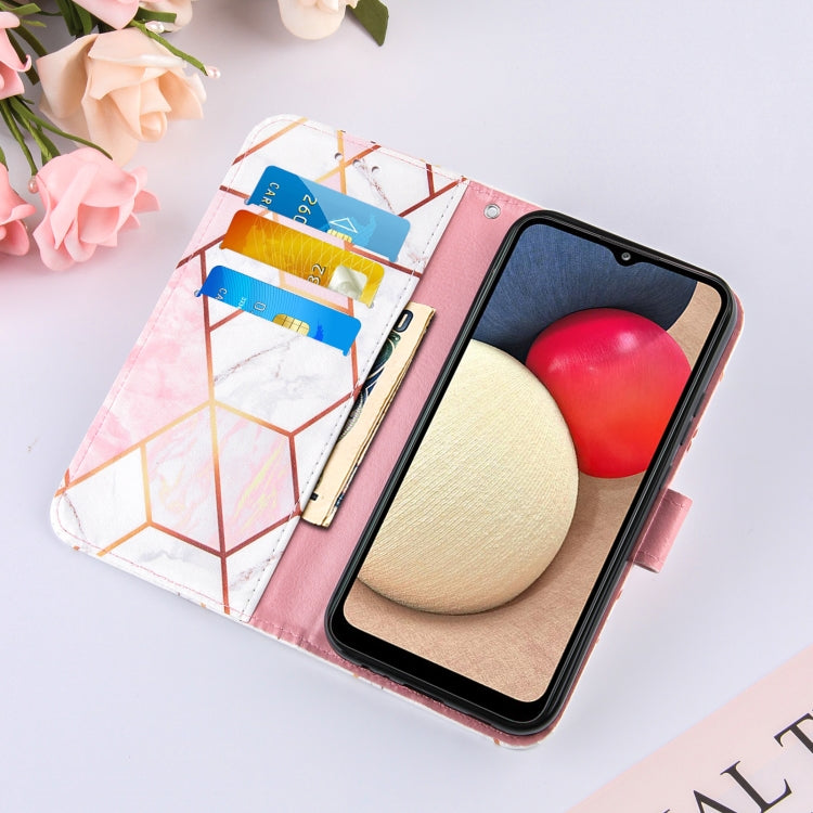 For Samsung Galaxy A02s (EU Version) Marble Stitching Horizontal Flip PU Leather Case with Holder & Card Slots & Wallet & Lanyard