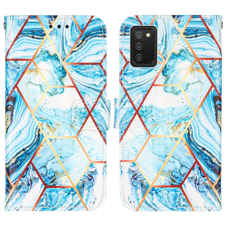 For Samsung Galaxy A02s (EU Version) Marble Stitching Horizontal Flip PU Leather Case with Holder & Card Slots & Wallet & Lanyard