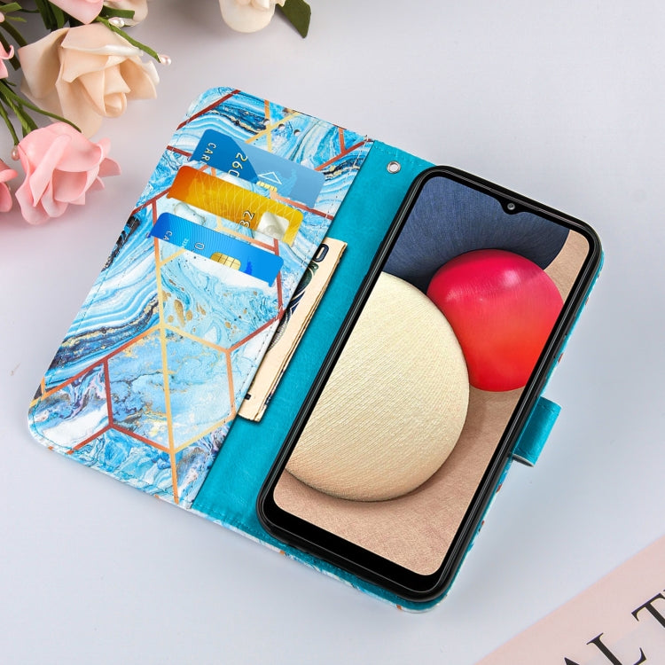 For Samsung Galaxy A02s (EU Version) Marble Stitching Horizontal Flip PU Leather Case with Holder & Card Slots & Wallet & Lanyard