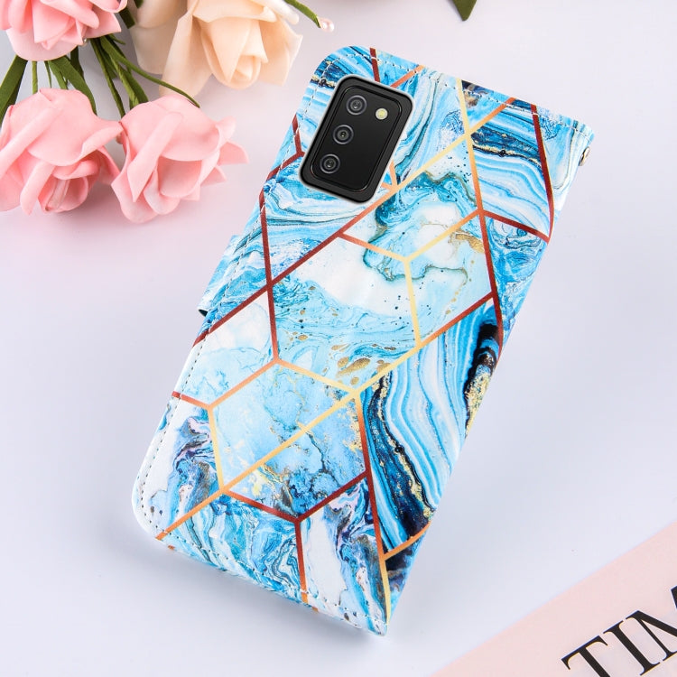 For Samsung Galaxy A02s (EU Version) Marble Stitching Horizontal Flip PU Leather Case with Holder & Card Slots & Wallet & Lanyard