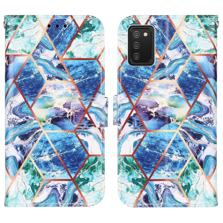 For Samsung Galaxy A02s (EU Version) Marble Stitching Horizontal Flip PU Leather Case with Holder & Card Slots & Wallet & Lanyard