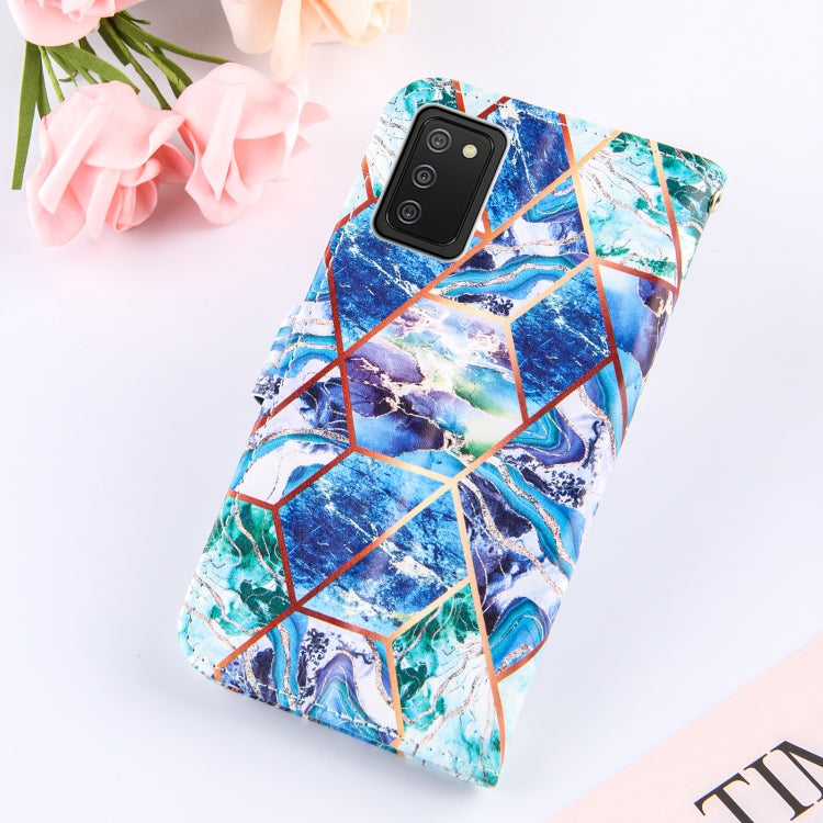 For Samsung Galaxy A02s (EU Version) Marble Stitching Horizontal Flip PU Leather Case with Holder & Card Slots & Wallet & Lanyard