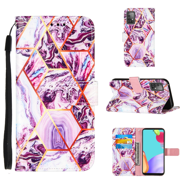 For Samsung Galaxy A52 5G / 4G Marble Stitching Horizontal Flip PU Leather Case with Holder & Card Slots & Wallet & Lanyard