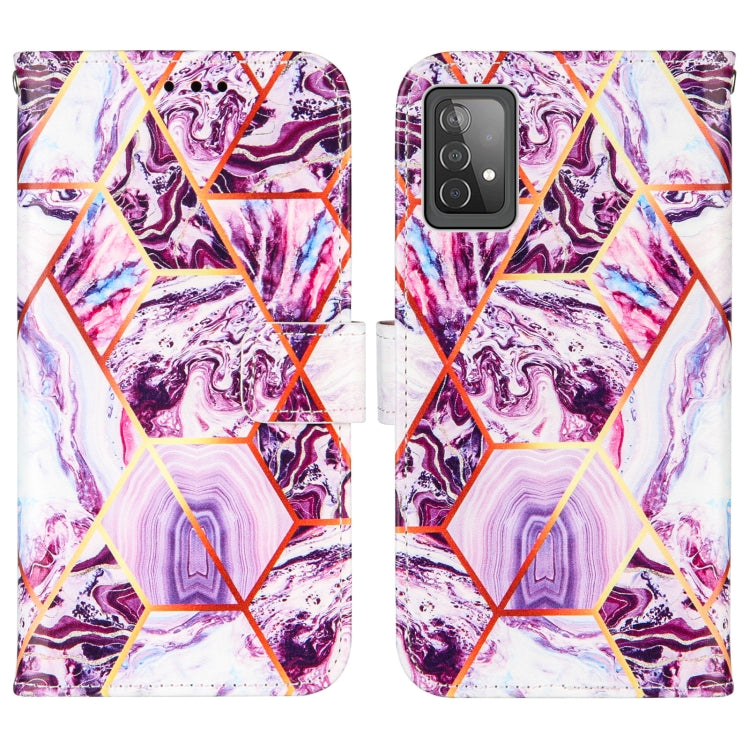 For Samsung Galaxy A52 5G / 4G Marble Stitching Horizontal Flip PU Leather Case with Holder & Card Slots & Wallet & Lanyard
