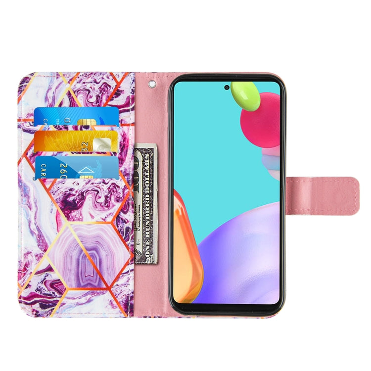 For Samsung Galaxy A52 5G / 4G Marble Stitching Horizontal Flip PU Leather Case with Holder & Card Slots & Wallet & Lanyard