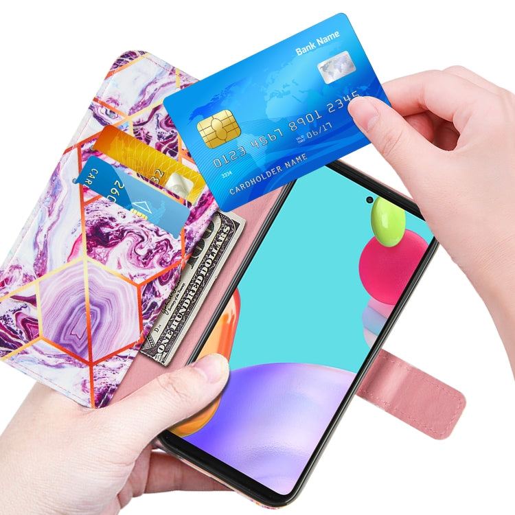 For Samsung Galaxy A52 5G / 4G Marble Stitching Horizontal Flip PU Leather Case with Holder & Card Slots & Wallet & Lanyard