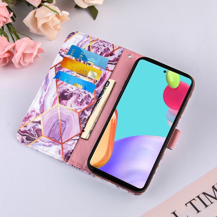 For Samsung Galaxy A52 5G / 4G Marble Stitching Horizontal Flip PU Leather Case with Holder & Card Slots & Wallet & Lanyard