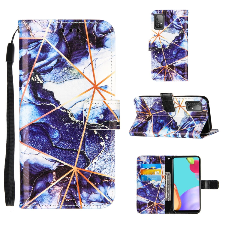 For Samsung Galaxy A52 5G / 4G Marble Stitching Horizontal Flip PU Leather Case with Holder & Card Slots & Wallet & Lanyard