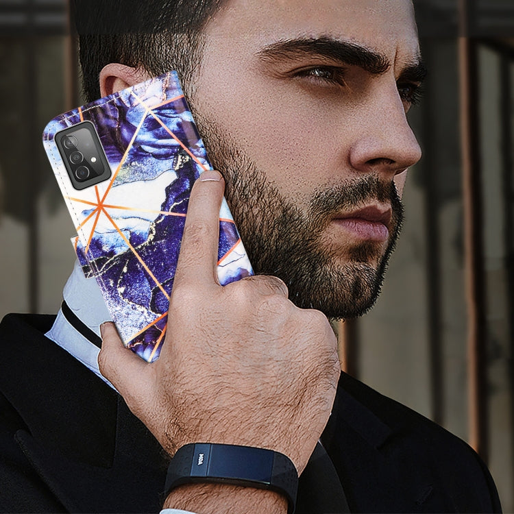 For Samsung Galaxy A52 5G / 4G Marble Stitching Horizontal Flip PU Leather Case with Holder & Card Slots & Wallet & Lanyard