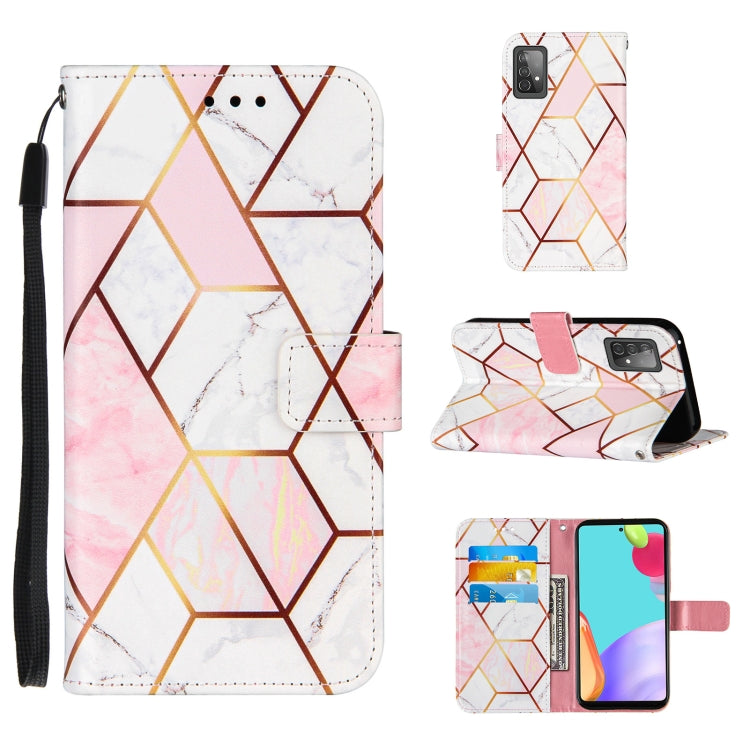 For Samsung Galaxy A52 5G / 4G Marble Stitching Horizontal Flip PU Leather Case with Holder & Card Slots & Wallet & Lanyard