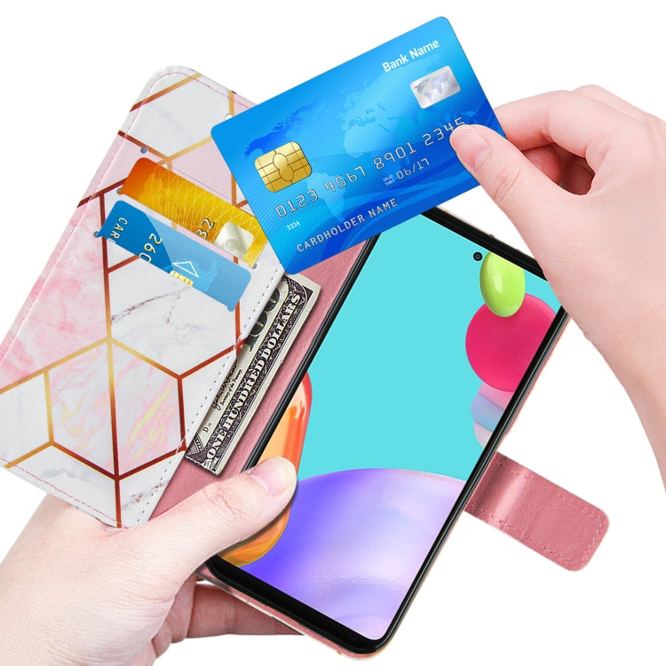 For Samsung Galaxy A52 5G / 4G Marble Stitching Horizontal Flip PU Leather Case with Holder & Card Slots & Wallet & Lanyard