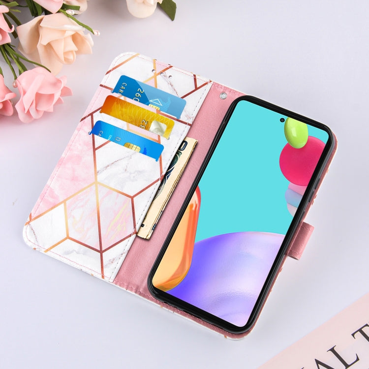 For Samsung Galaxy A52 5G / 4G Marble Stitching Horizontal Flip PU Leather Case with Holder & Card Slots & Wallet & Lanyard