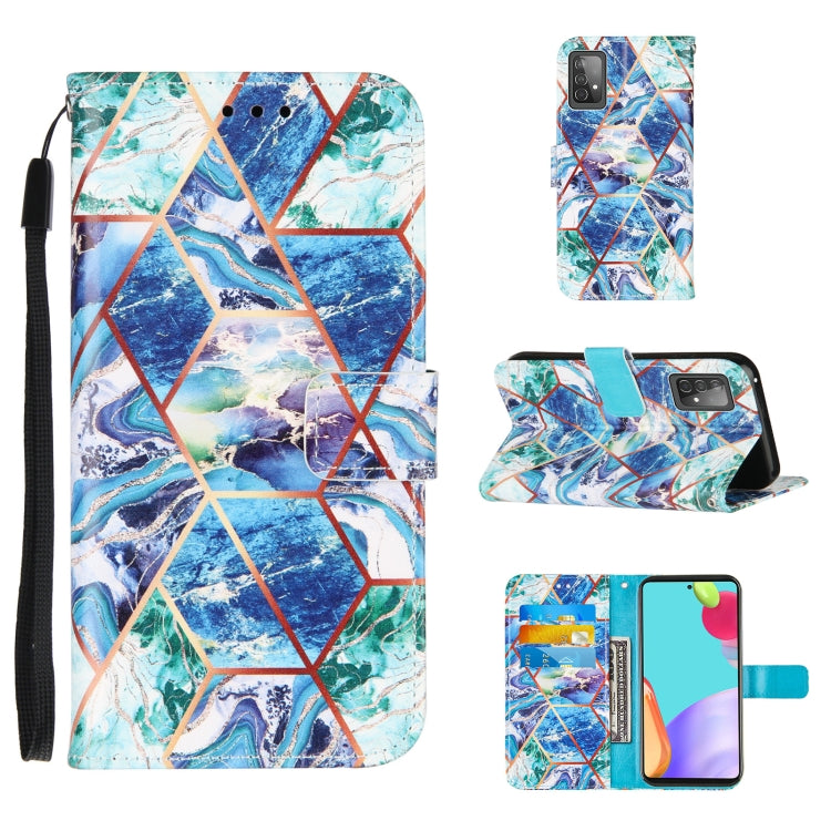For Samsung Galaxy A52 5G / 4G Marble Stitching Horizontal Flip PU Leather Case with Holder & Card Slots & Wallet & Lanyard