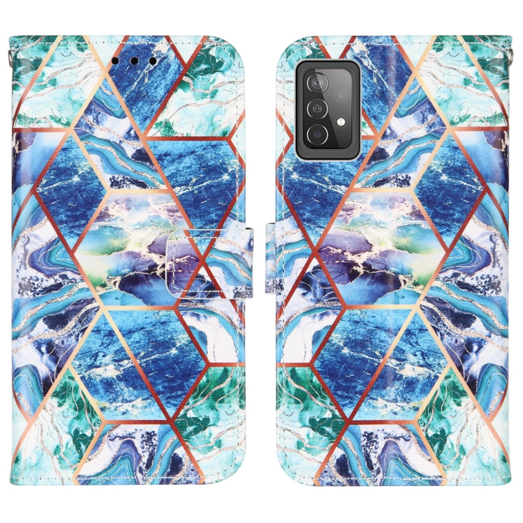 For Samsung Galaxy A52 5G / 4G Marble Stitching Horizontal Flip PU Leather Case with Holder & Card Slots & Wallet & Lanyard