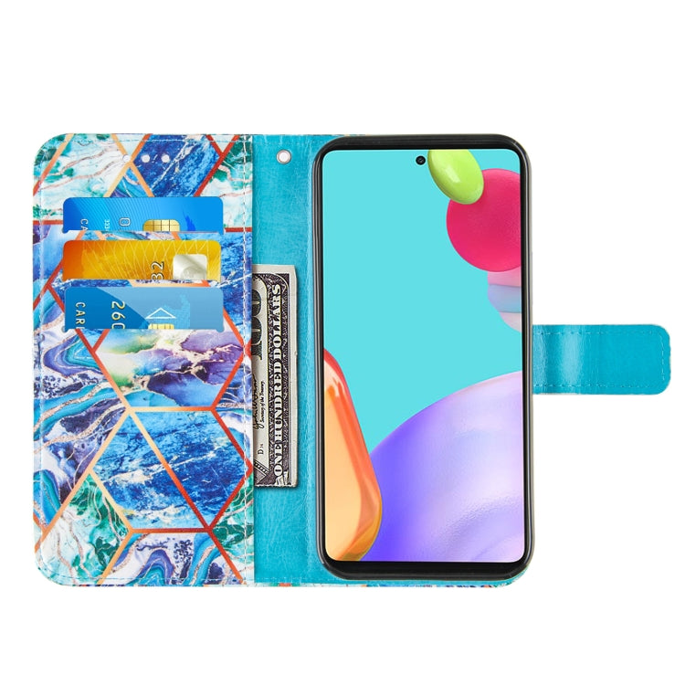 For Samsung Galaxy A52 5G / 4G Marble Stitching Horizontal Flip PU Leather Case with Holder & Card Slots & Wallet & Lanyard