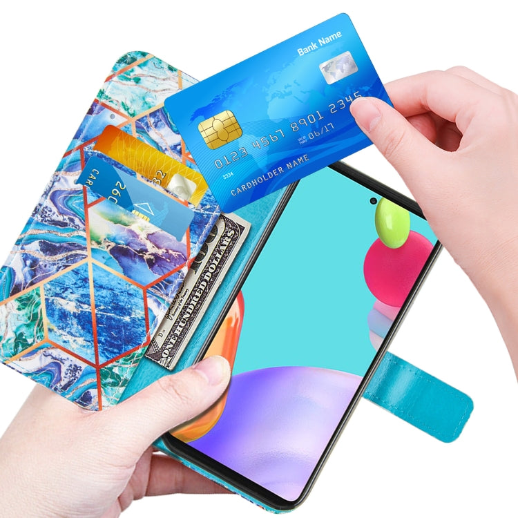 For Samsung Galaxy A52 5G / 4G Marble Stitching Horizontal Flip PU Leather Case with Holder & Card Slots & Wallet & Lanyard