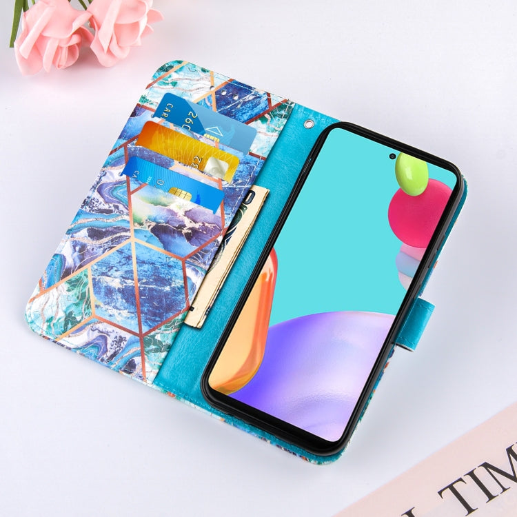For Samsung Galaxy A52 5G / 4G Marble Stitching Horizontal Flip PU Leather Case with Holder & Card Slots & Wallet & Lanyard
