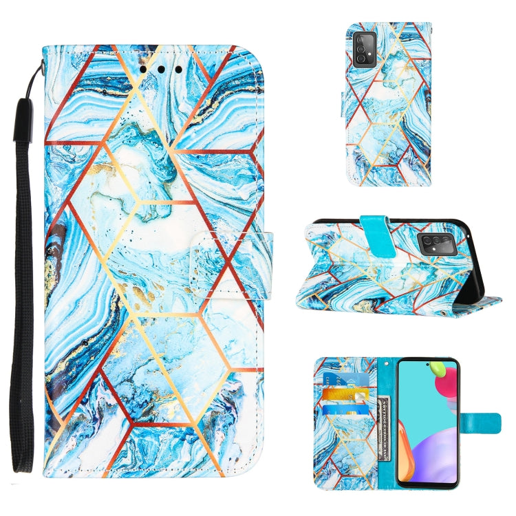 For Samsung Galaxy A52 5G / 4G Marble Stitching Horizontal Flip PU Leather Case with Holder & Card Slots & Wallet & Lanyard
